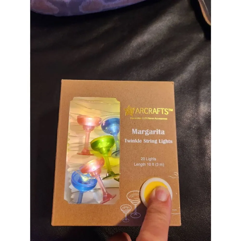 NIB Starcraft Set of 2 mini Margarita glass 10 ft twinkle string lights with 20